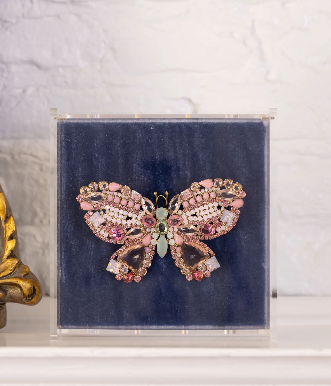 Loren Hope X-Large Butterfly brosje rose opal unika