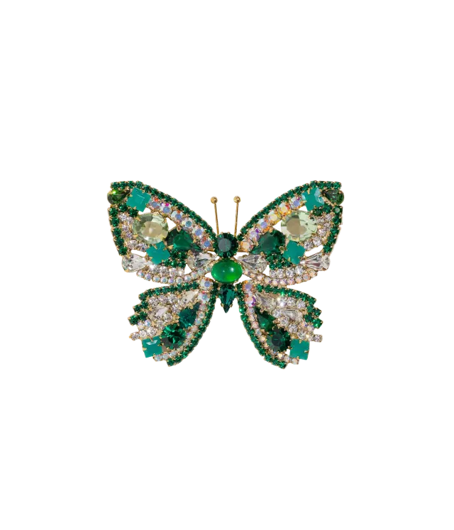 Loren Hope Large Butterfly brosje smaragd krystall