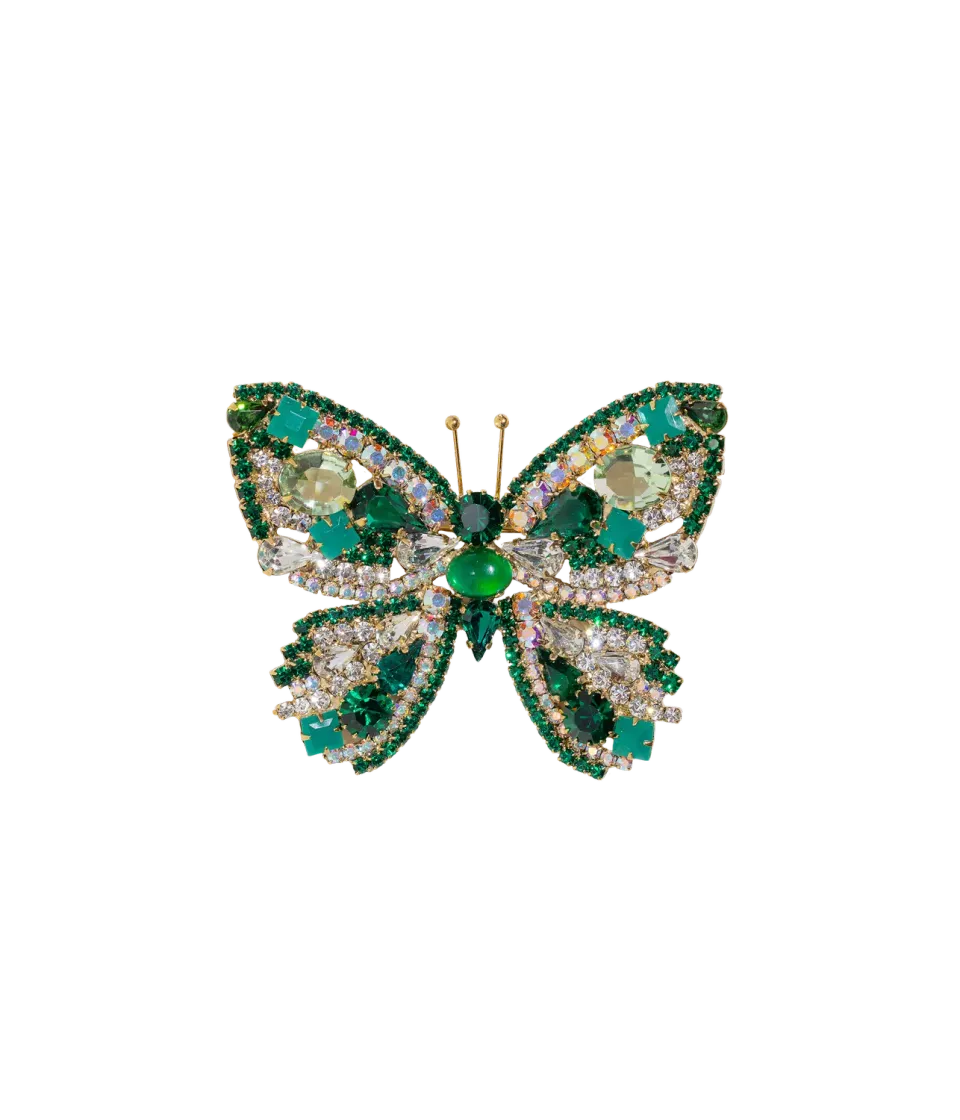 Loren Hope Large Butterfly brosje smaragd krystall