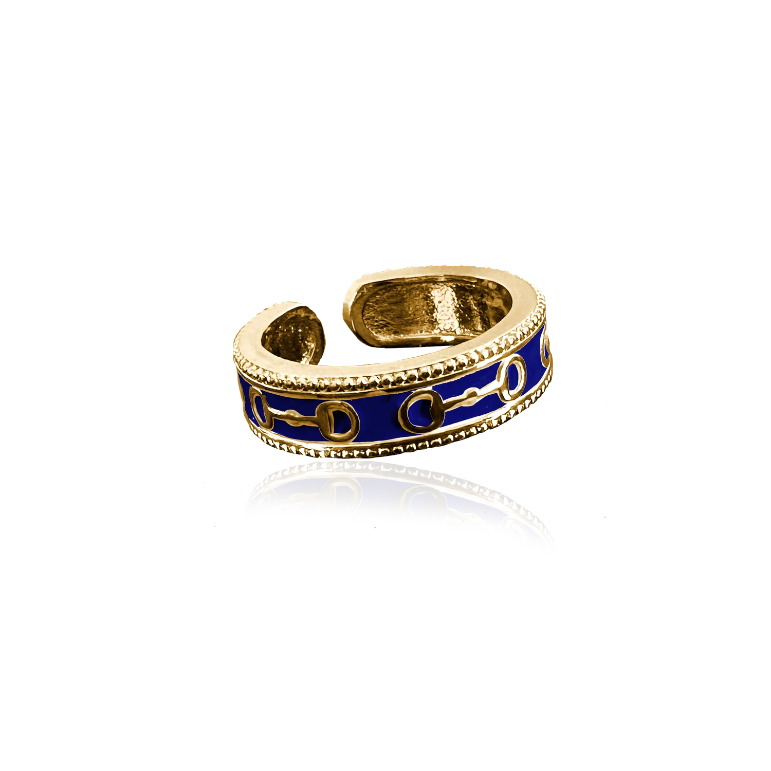 IOAKU Horse Enamel ring hvit gull messing