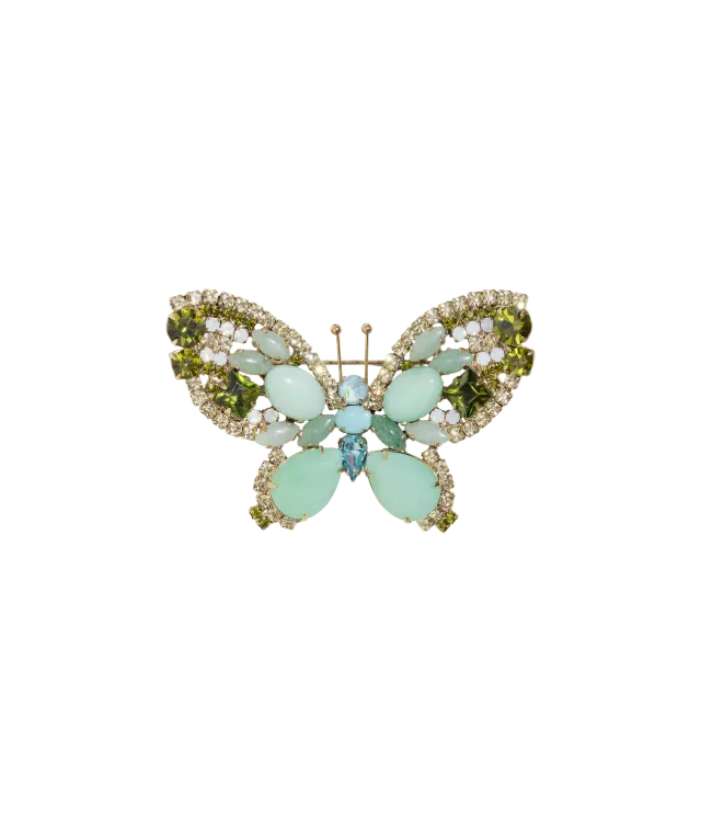 Loren Hope Butterfly Medium brosje aventurin olivin aqua