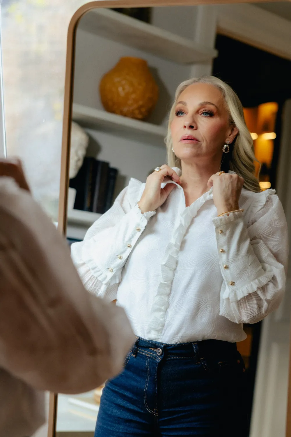 Janne Formoe Champisblusen bluse hvit sateng