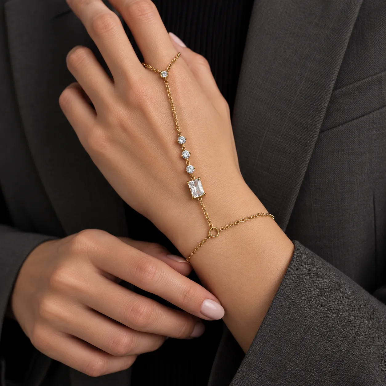 IOAKU Square Crystal Allure armbånd gull krystall