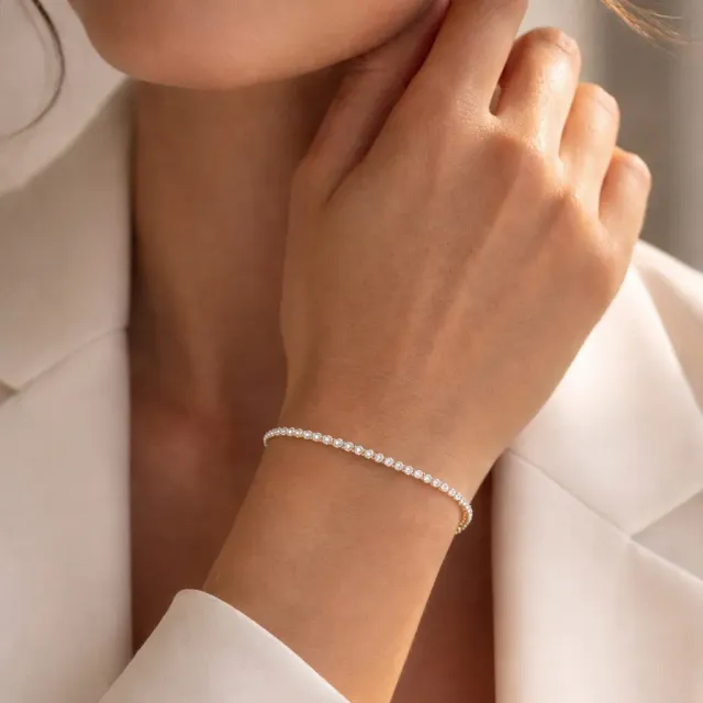 IOAKU Tennis Crystal armbånd 3 mm hvit gull