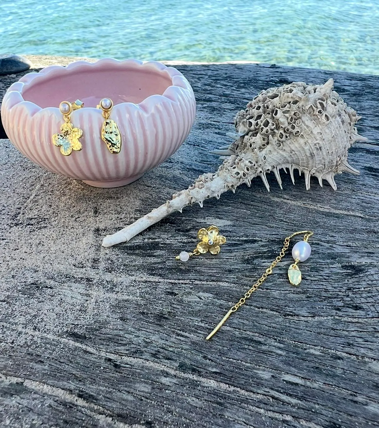 Wioga Wilma øreringe forgylt sølv rosa 1,5 cm
