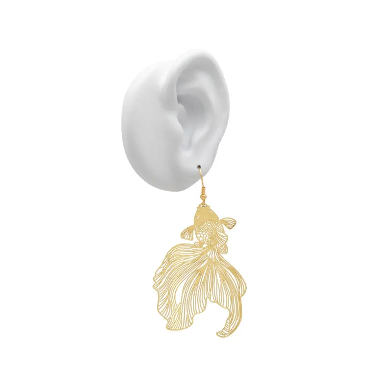 Wos Up Goldfish øredobber gull fisk 8 cm statement