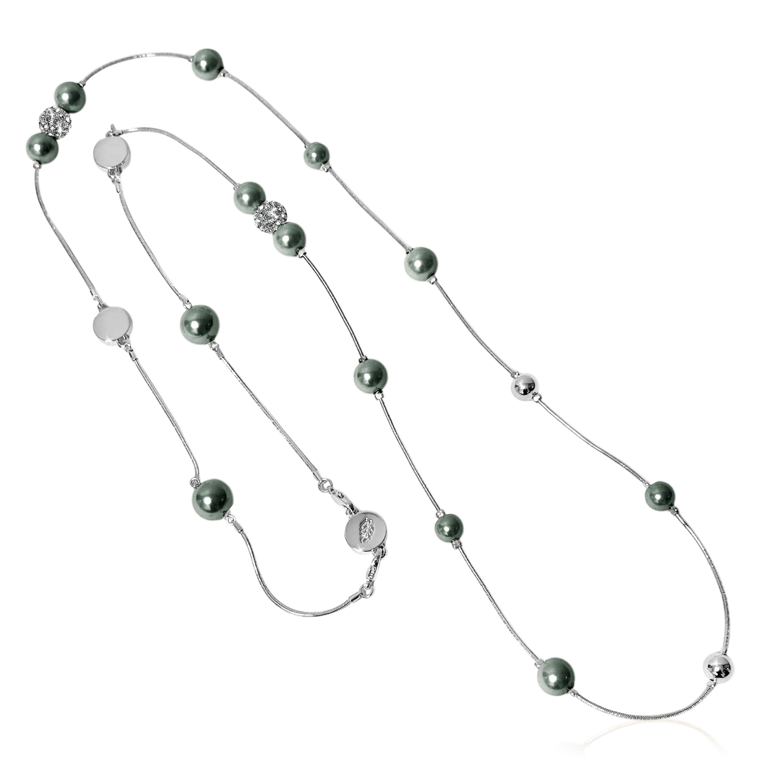 IOAKU Berry Pearl Sparkle halskjede salviegrønn perle