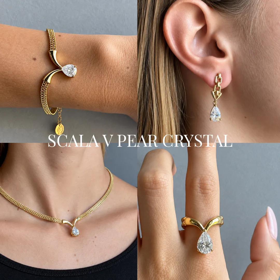 IOAKU Scala V Pear Crystal adventskalender gull 4 deler