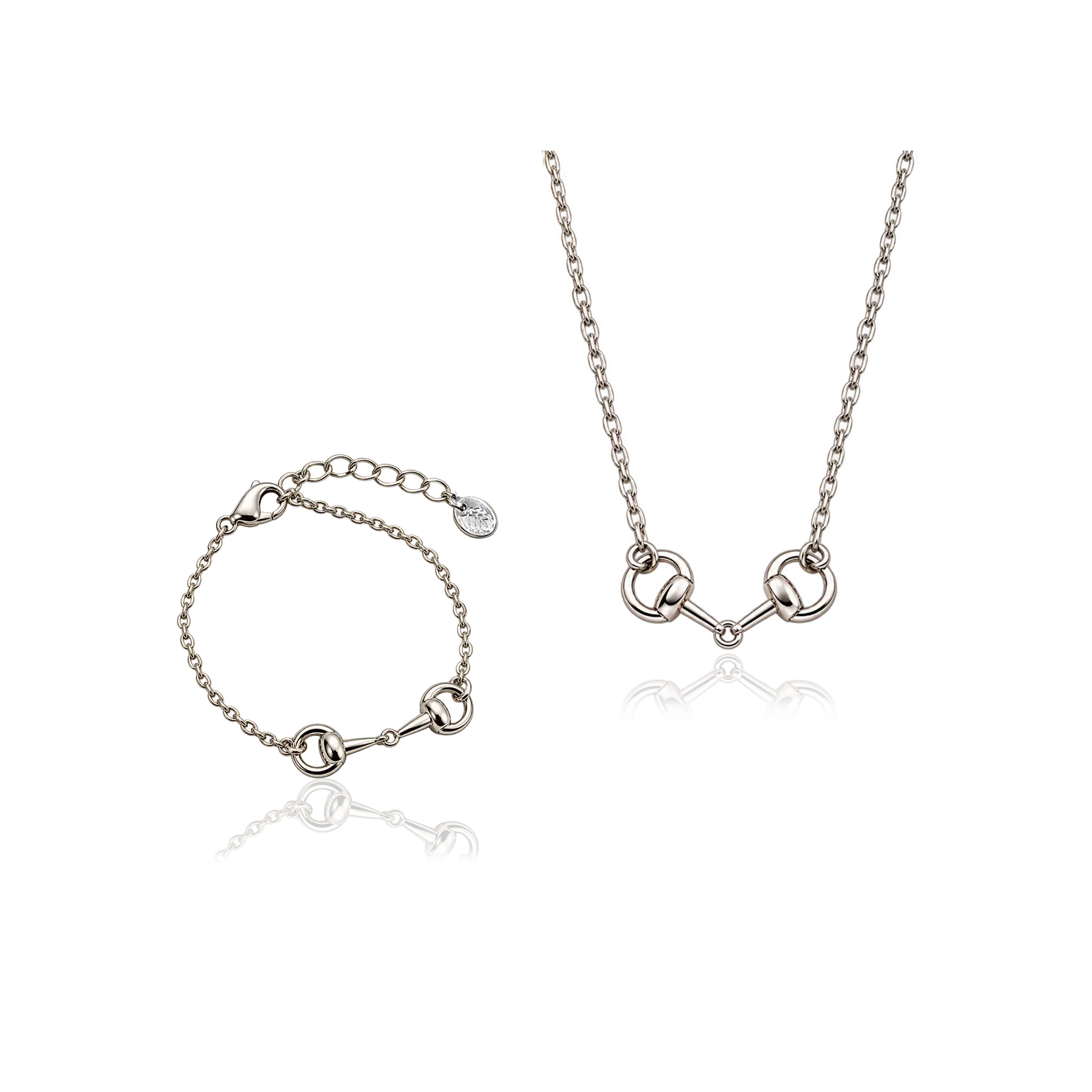 IOAKU Horsebit Plain smykkesett gull halskjede+armbånd