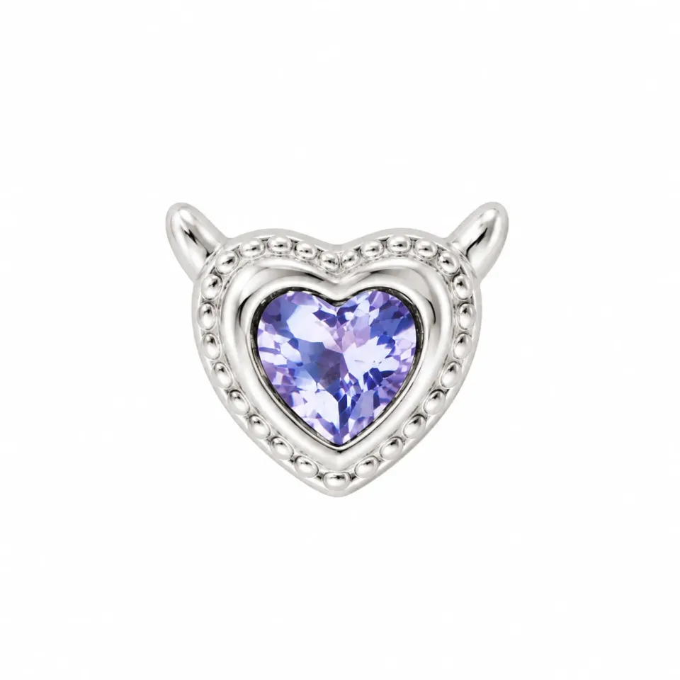 Wos Devil heart single stud ørestikke sølv