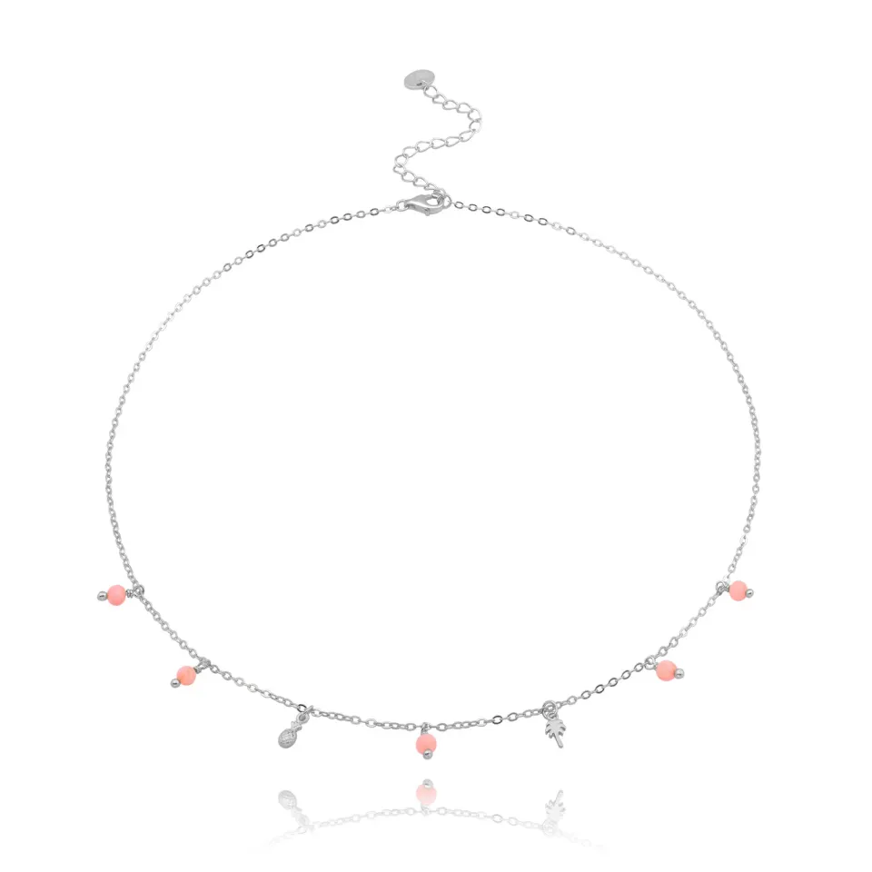 Wioga Silje N-8084-S halskjede sølv korall 38+5 cm