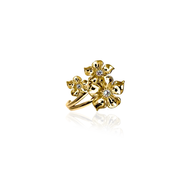 IOAKU La Fleur Iconic Trio ring gull str 7 blomst