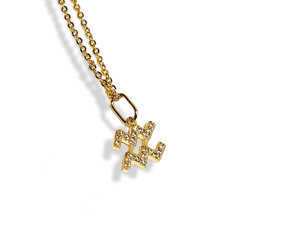 IOAKU Zodiac Sparkle Micro halskjede gull
