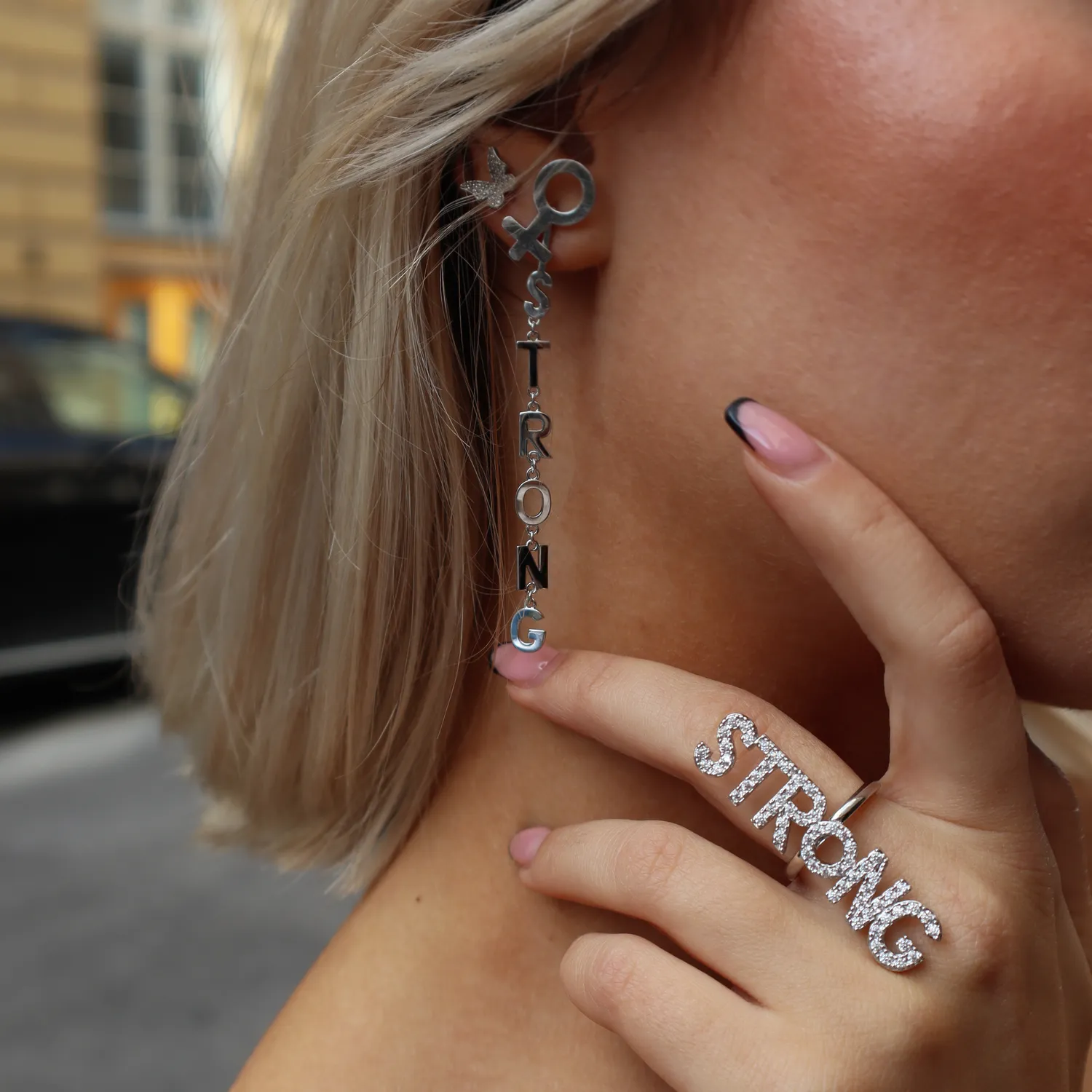 IOAKU Strong Sparkle ring gull justerbar nikkel fri