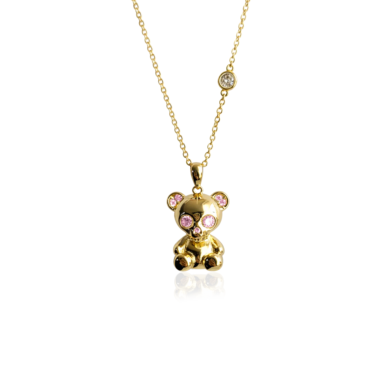 IOAKU Bear Skeleton halskjede rosa forgylt messing