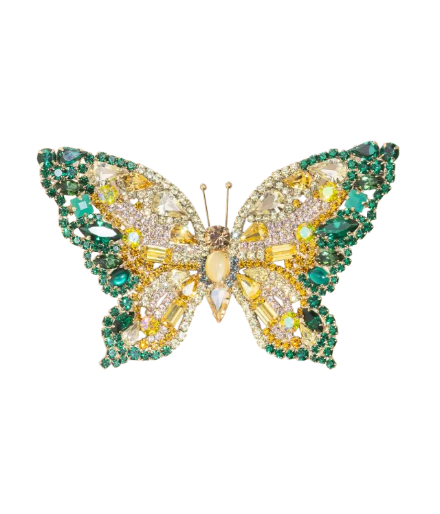 Loren Hope X-Large Butterfly brosje smaragd topas sitrin