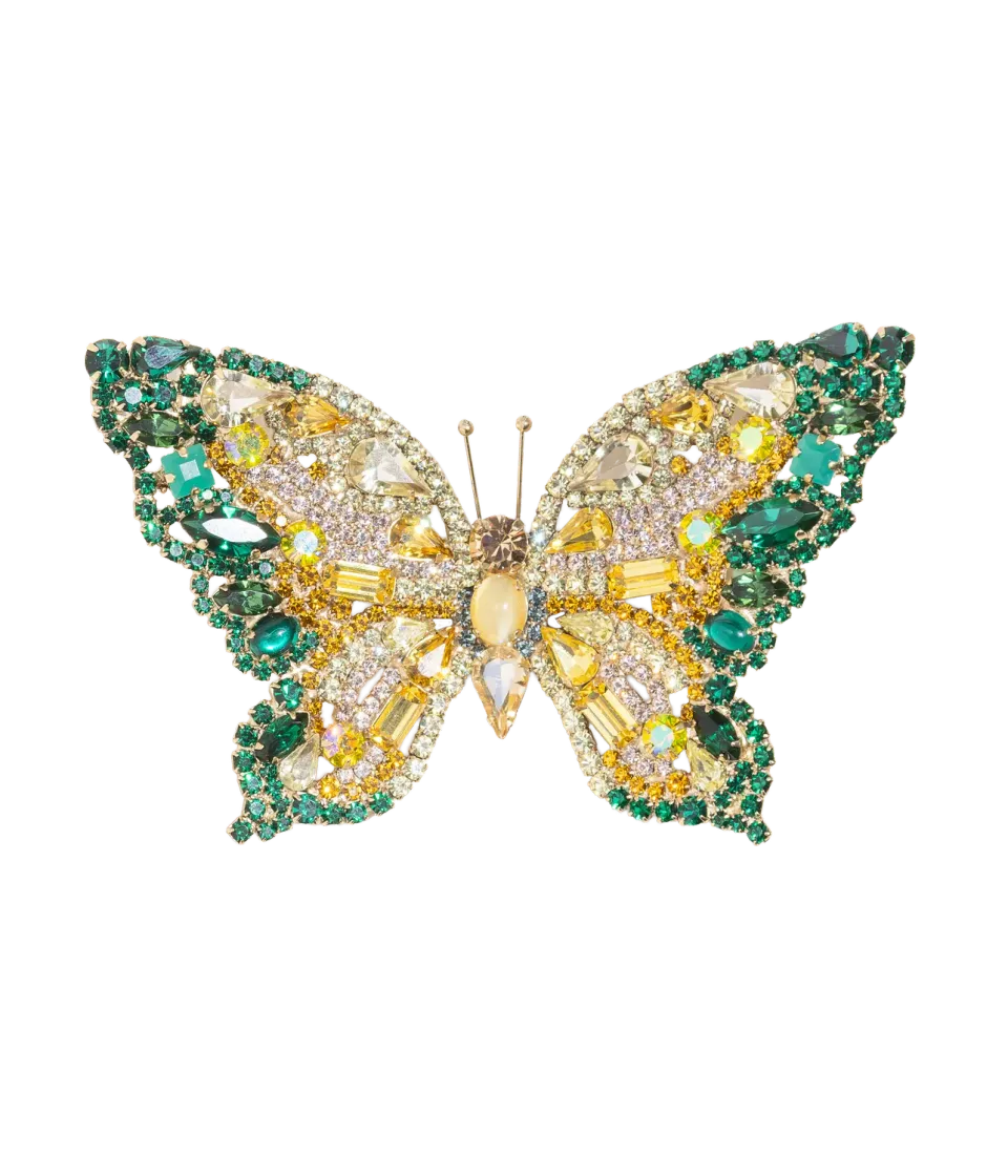 Loren Hope X-Large Butterfly brosje smaragd topas sitrin