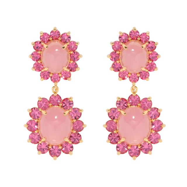 Loren Hope Georgie dråpeøredobber pink 4,7cm forgylt