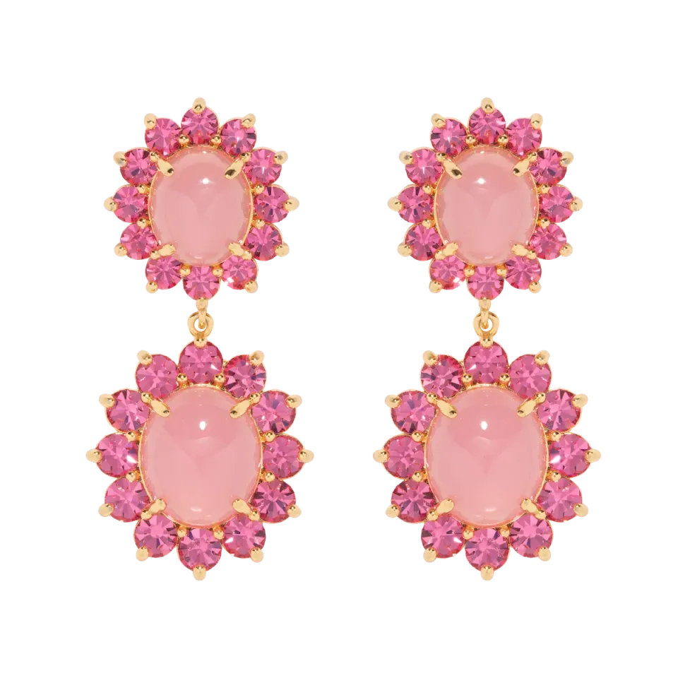 Loren Hope Georgie dråpeøredobber pink 4,7cm forgylt