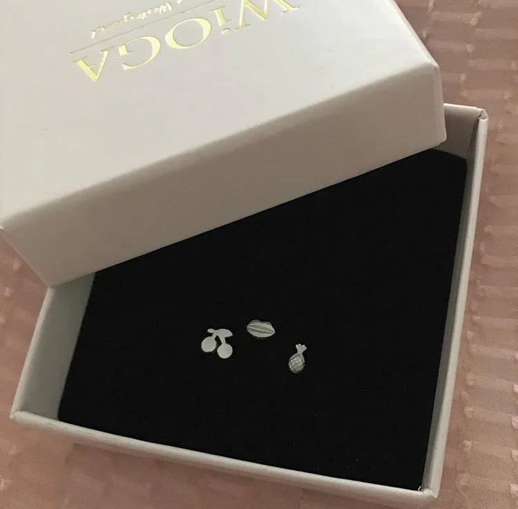 Wioga Cherry E-1073-S øreringe sølv kirsebær 0,6cm