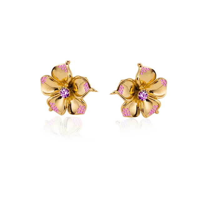 IOAKU La Fleur Crystal øredobber rosa 2,5 cm