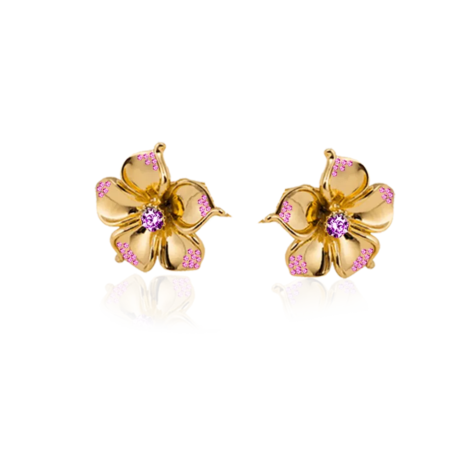 IOAKU La Fleur Crystal øredobber rosa 2,5 cm