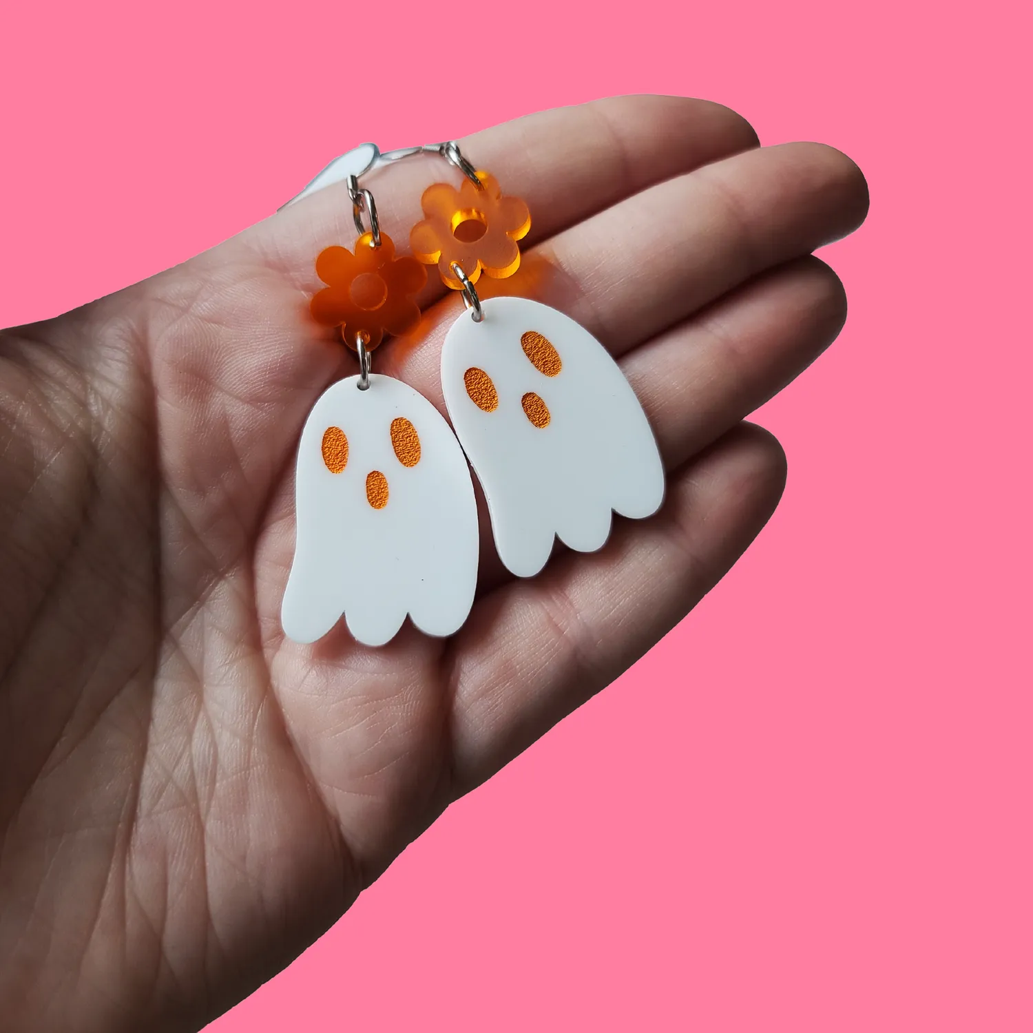 MiniKitty Orange Ghosties Flower øredobber gull