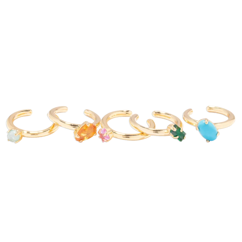 Loren Hope Fiesta Ear Cuff øreklips multi 5-pakn forgylt