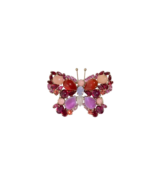 Loren Hope Small Butterfly brosje karneol rosa aventurin