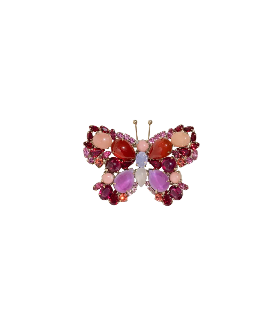 Loren Hope Small Butterfly brosje karneol rosa aventurin