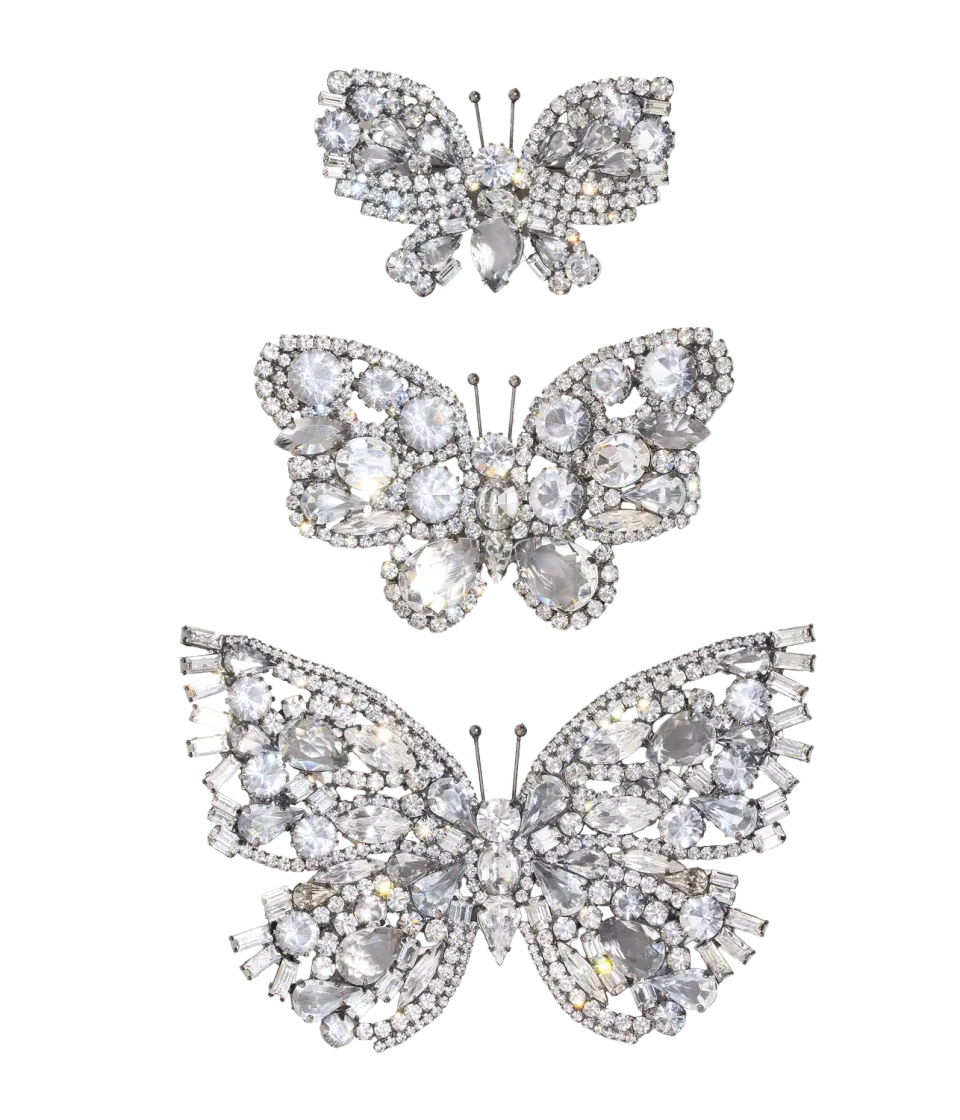 Loren Hope Butterfly Trio brosje krystall 3-pak vintage