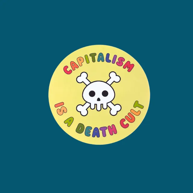 MiniKitty Capitalism Is A Death Cult klistremerke vinyl 7,6 cm