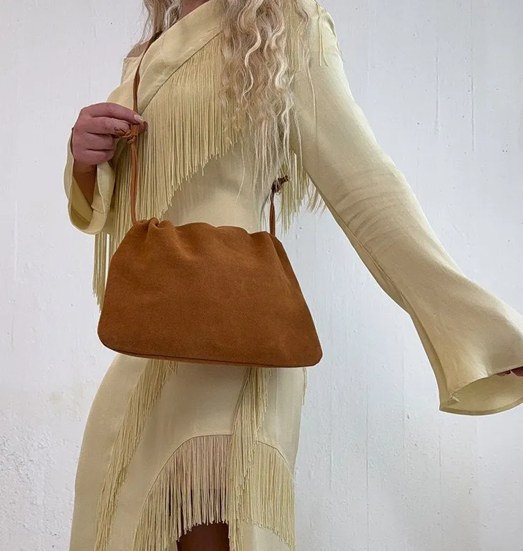 Wos Gia veske semsket brunt skinn clutch