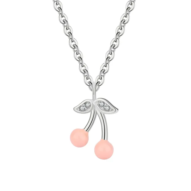Wioga Cherry N-8563-S halskjede sølv rosa