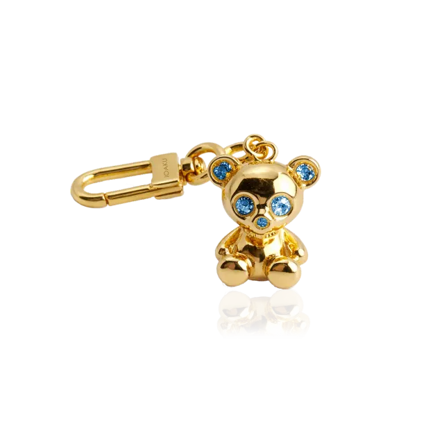 IOAKU Bear Skeleton veskeanheng blå messing 3cm
