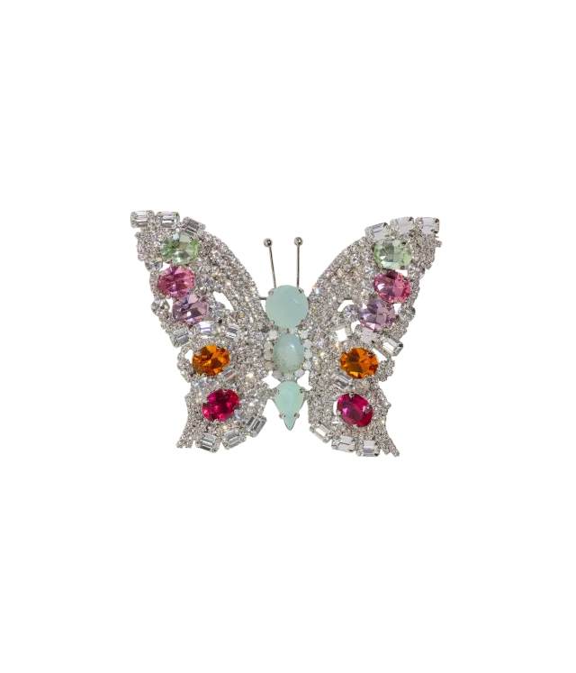 Loren Hope Butterfly brosje krystall amazonitt rosa unik