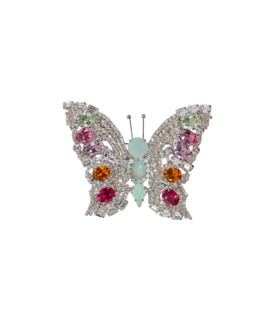 Loren Hope Butterfly brosje krystall amazonitt rosa unik