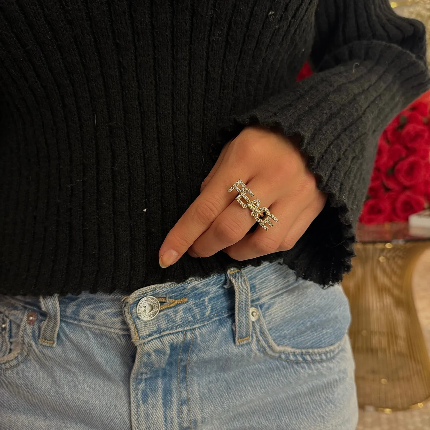 IOAKU Statement Sparkle Ring Peace ring justerbar
