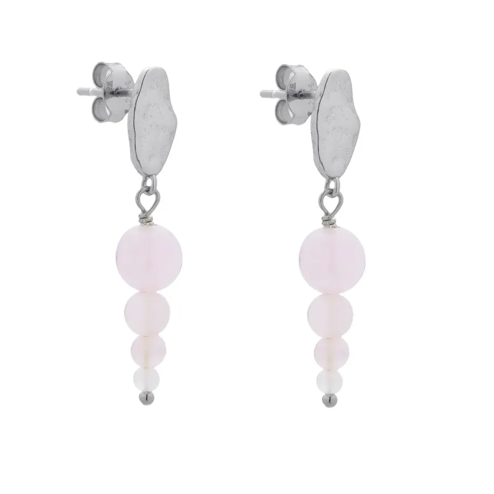 Wioga Aisha E-8705 øredobber sølv rosenkvarts 3 cm