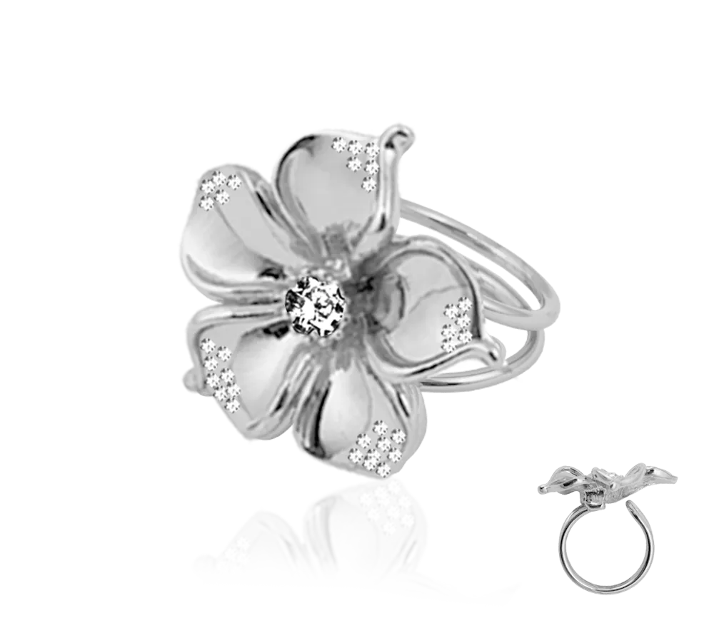 IOAKU La Fleur Crystal ring hvit gull str 7