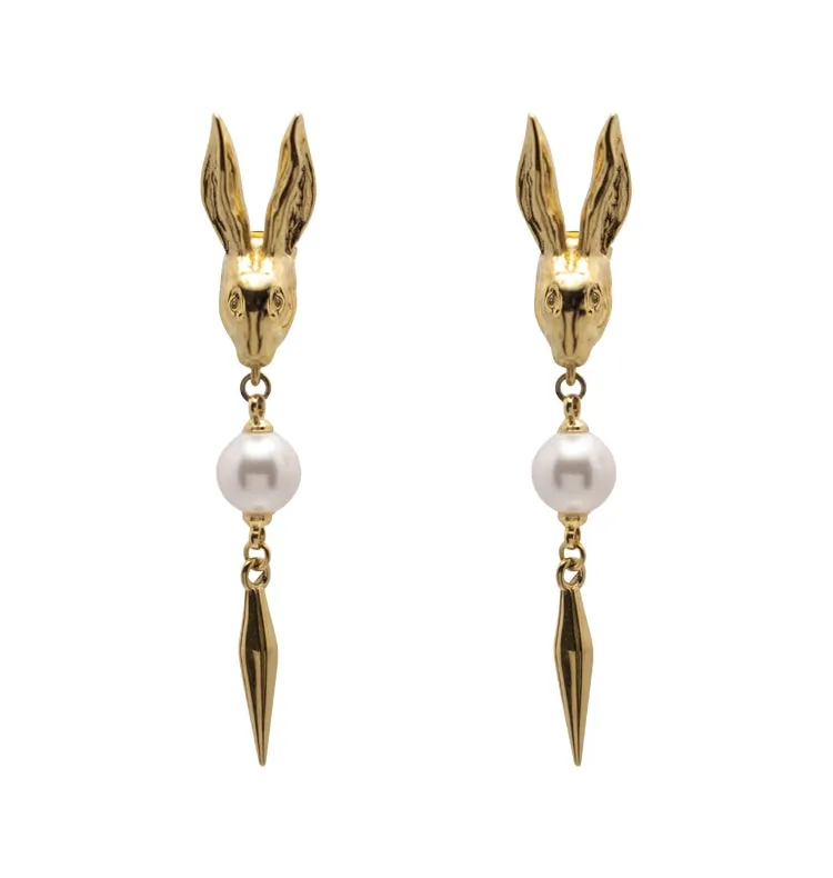 Wos Rabbit øredobber gull perle 6 cm
