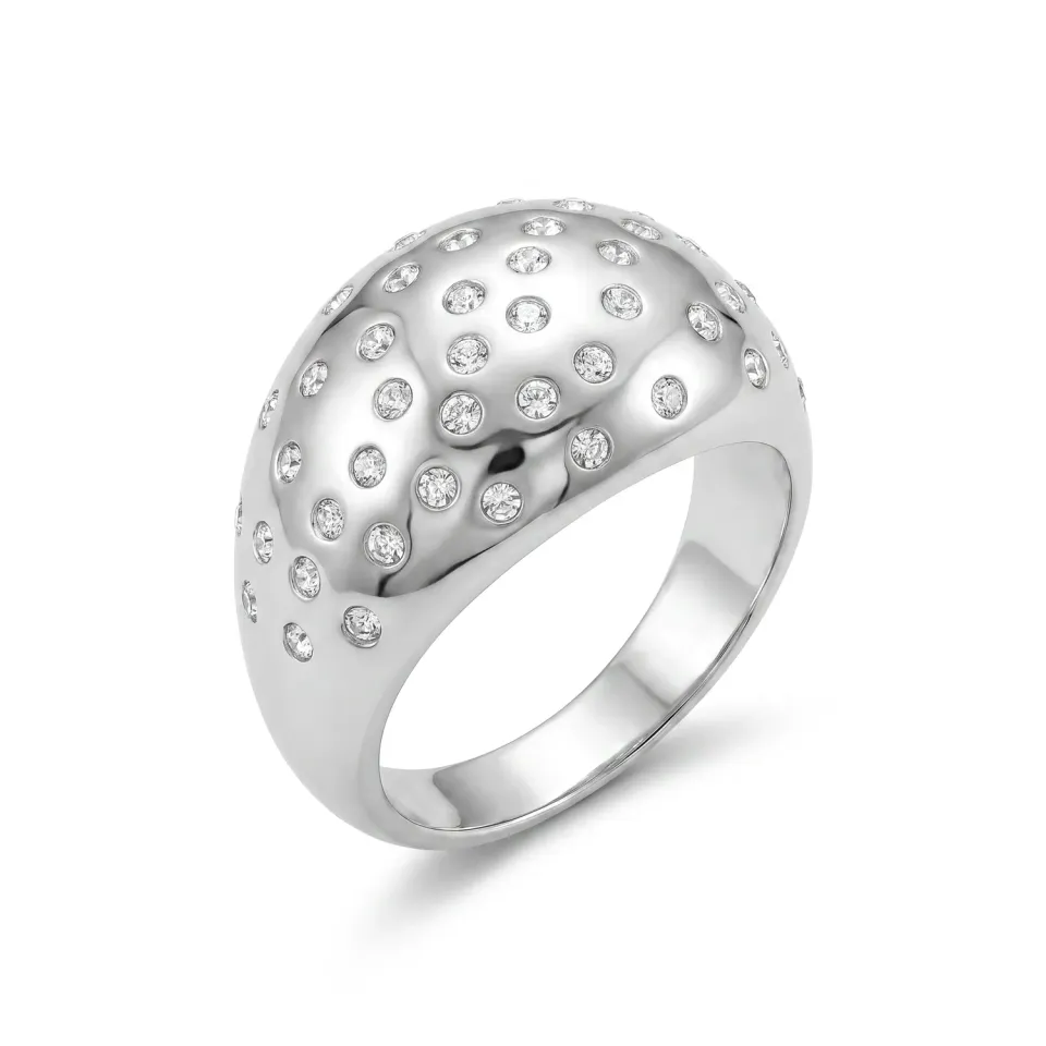 IOAKU Mega Crystal ring sølv str 7 rustfritt stål