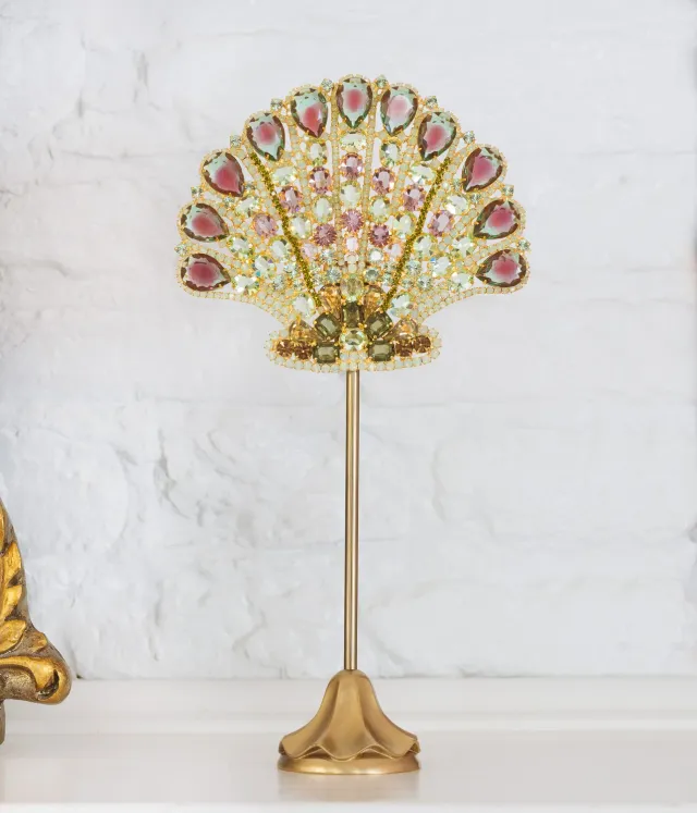 Loren Hope Large Scallop Shell dekor rosa grønn 25 cm