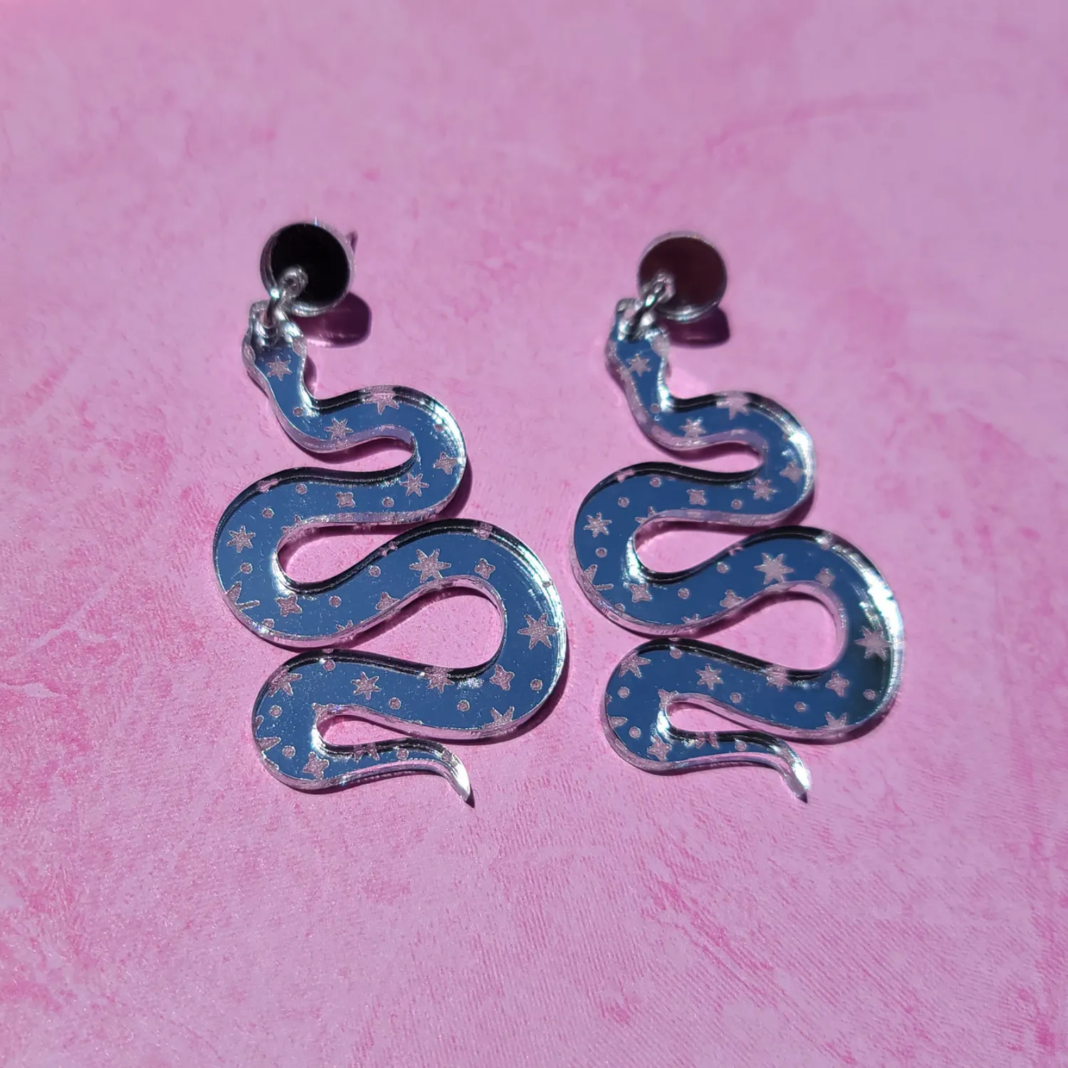 MiniKitty Mirrored Celestial Snakes øredobber speil hypoallergene