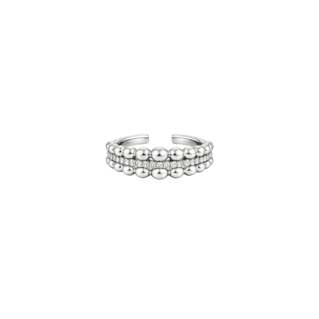 IOAKU Bubble Pavé ring gull str 7 krystaller