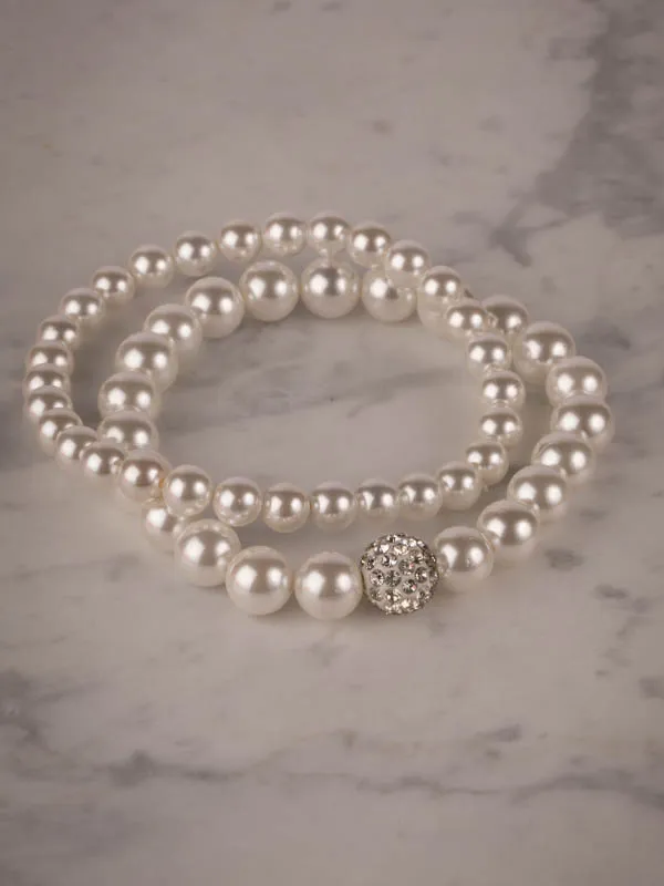 pfg Stockholm Vera Glam armbånd perler hvit