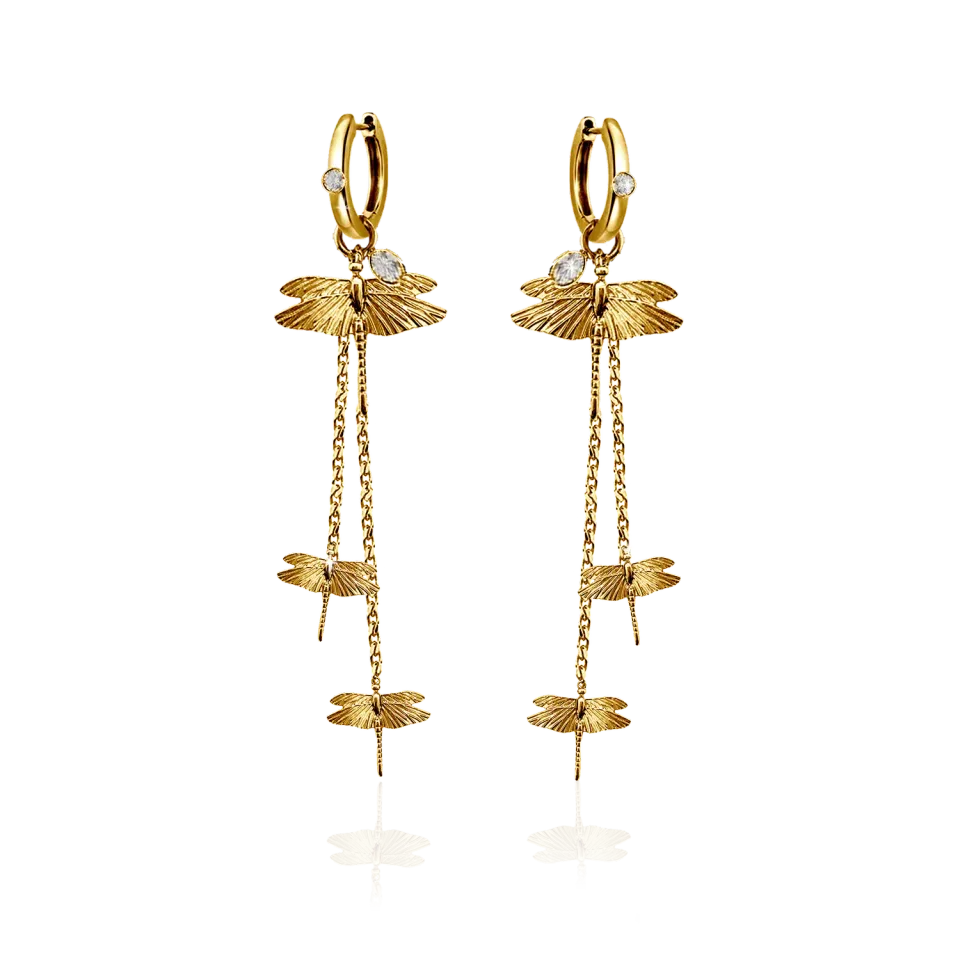 IOAKU Dragonfly Reborn multi-hoops øredobber gull