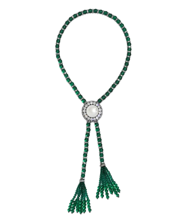 Loren Hope Evelina Lariat halskjede smaragd perle