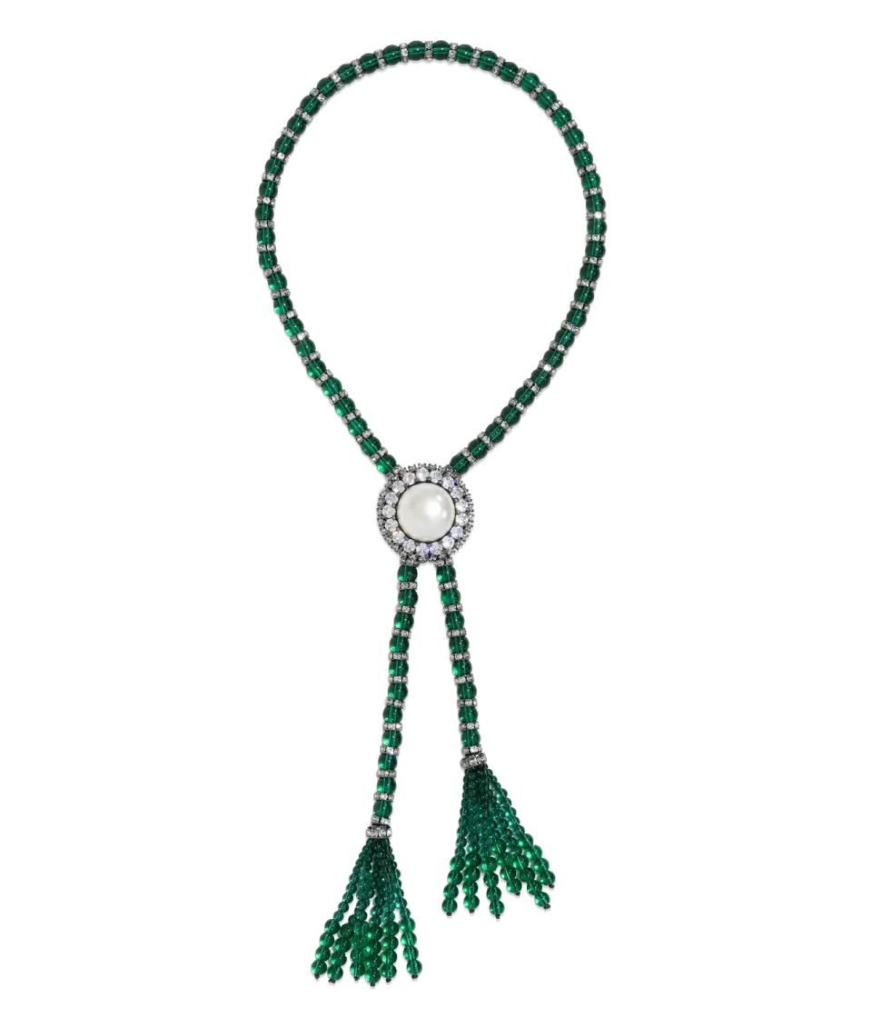 Loren Hope Evelina Lariat halskjede smaragd perle
