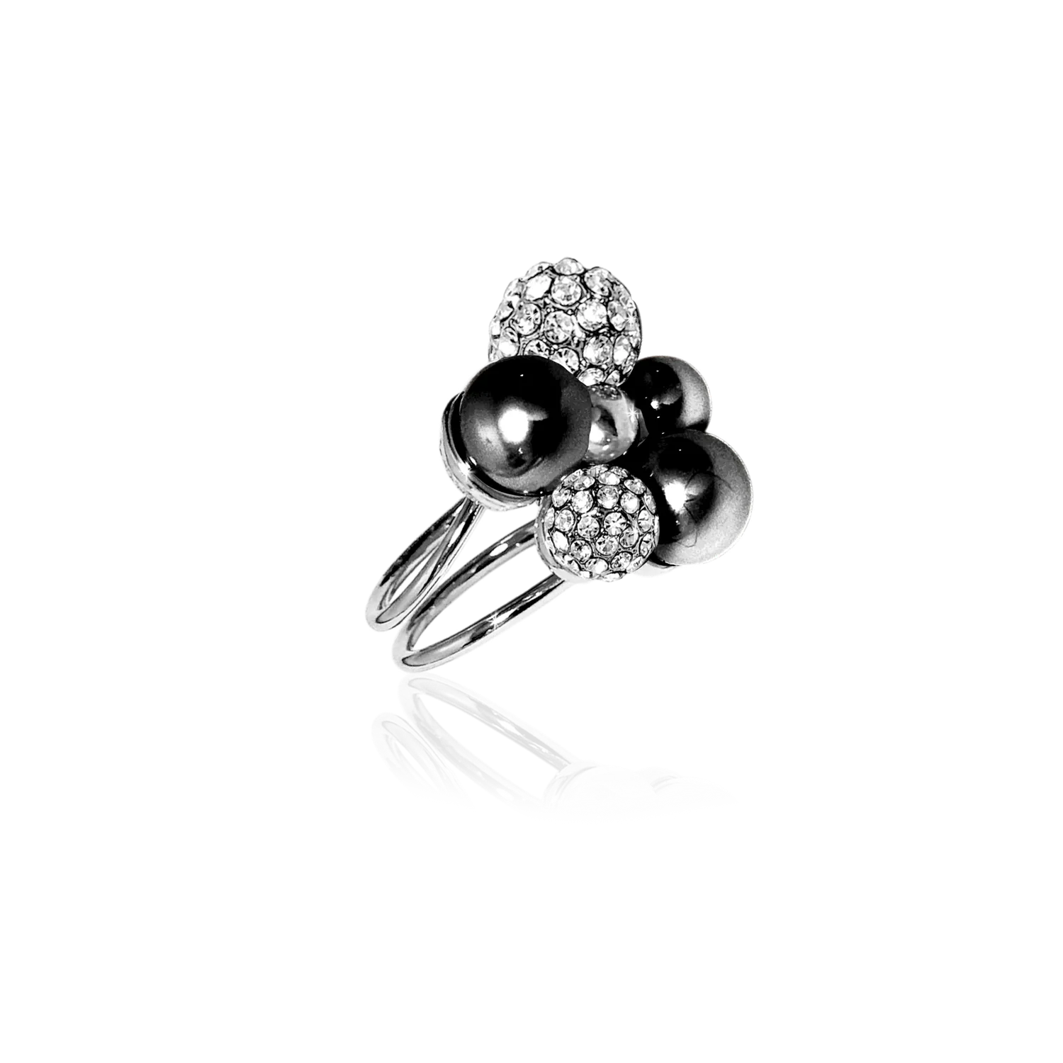 IOAKU Berry Pearl Sparkle Maxi ring svart justerbar perle